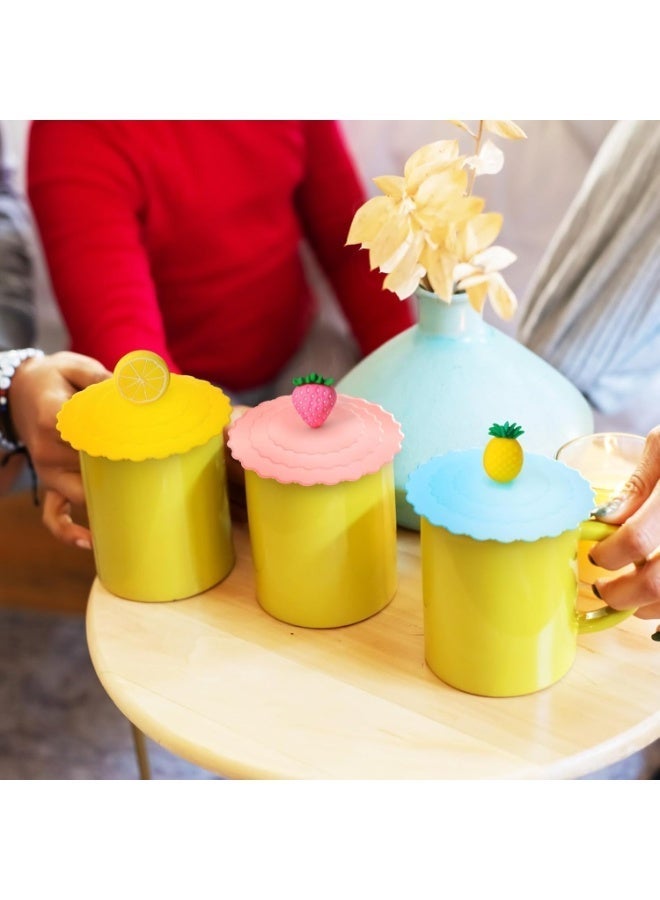 غطاء واحد قابل لإعادة الاستخدام من السيليكون، مقاوم للغبار، مزين بأشكال فواكه لطيفة، مناسب للأكواب والأكواب الزجاجية، مصنوع من السيليكون الآمن غذائيًا لحماية المشروبات في المنزل والمطبخ. - Image 4